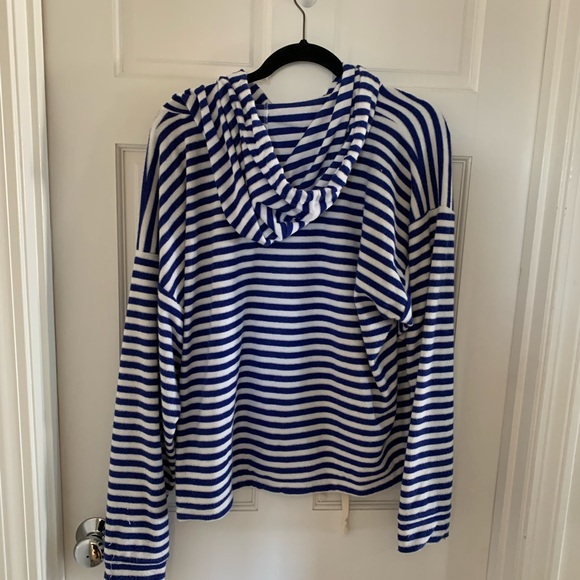 J. Crew Blue and White Striped Hoodie - Picture 3 of 3